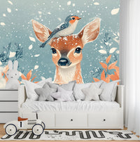 Thumbnail for Papier Peint Animaux  <br/> Biche et Oiseau