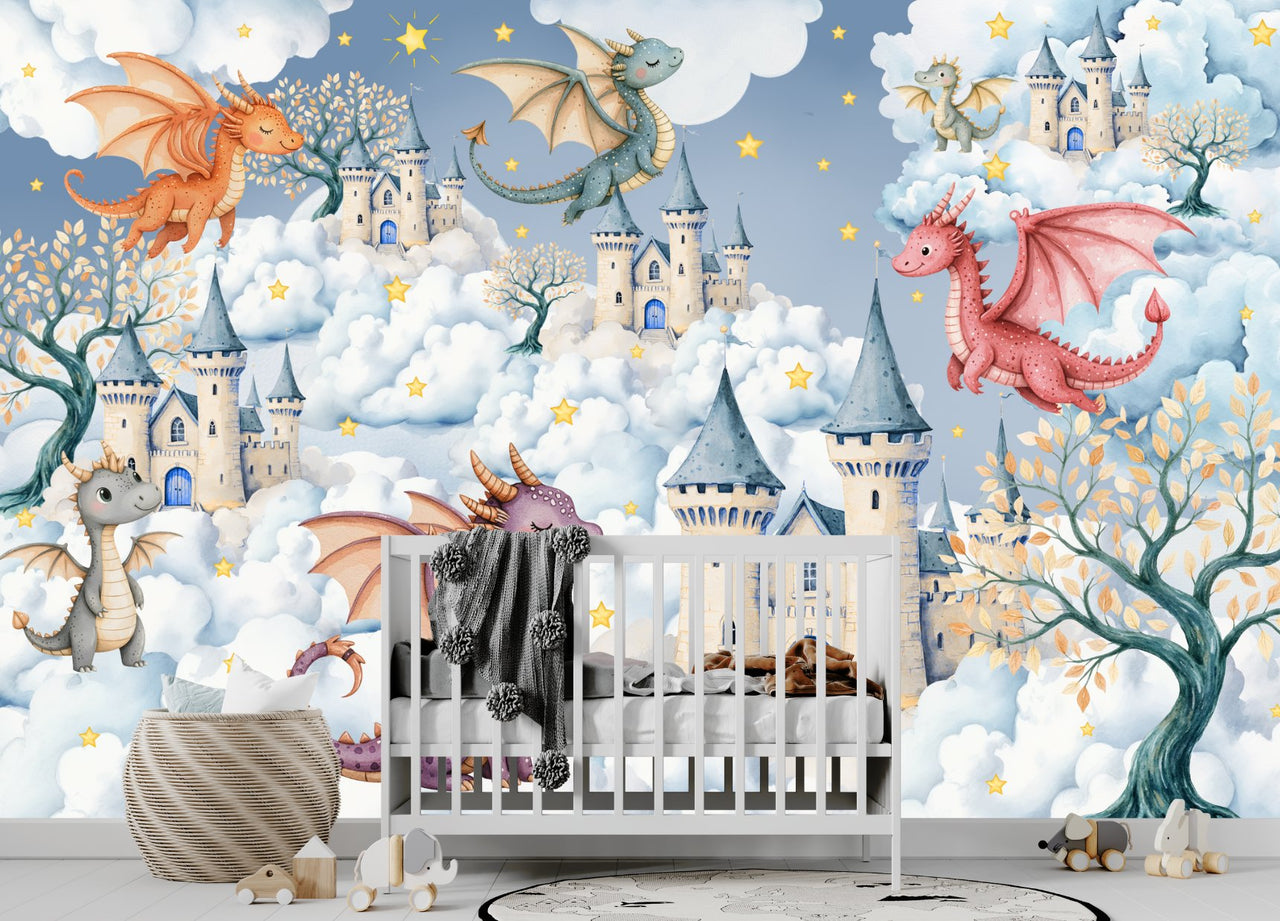 Papier Peint Animaux  <br/> Dragon au Pays des Nuages
