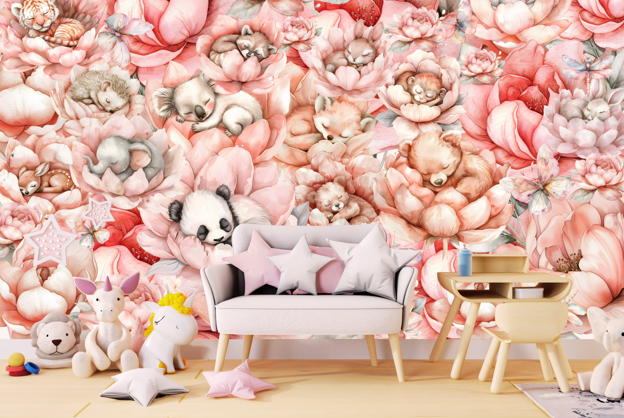 Papier Peint Animaux Fleurs | Le Petit Intissé