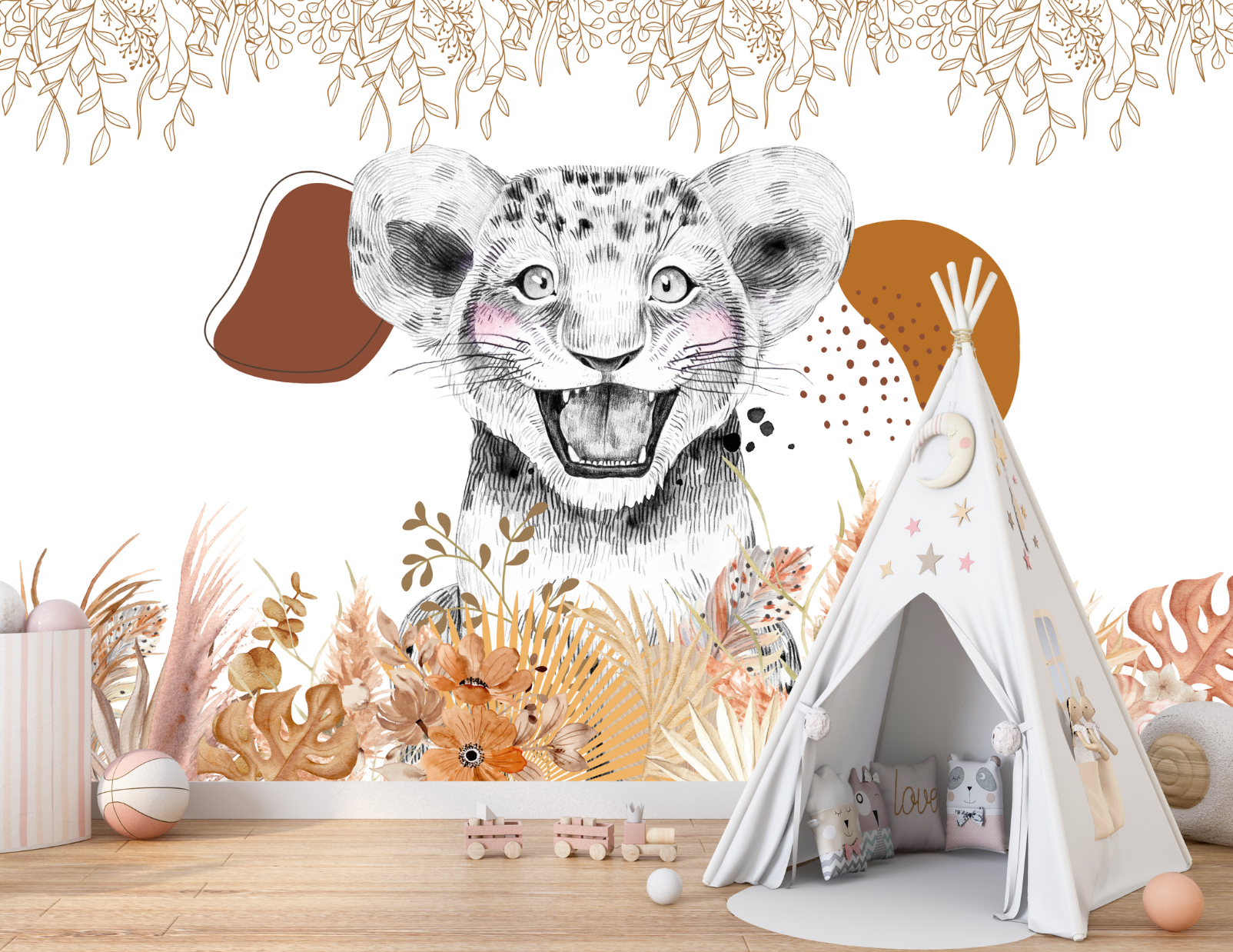 Papier Peint Lion Chambre Enfant | Le Petit Intissé