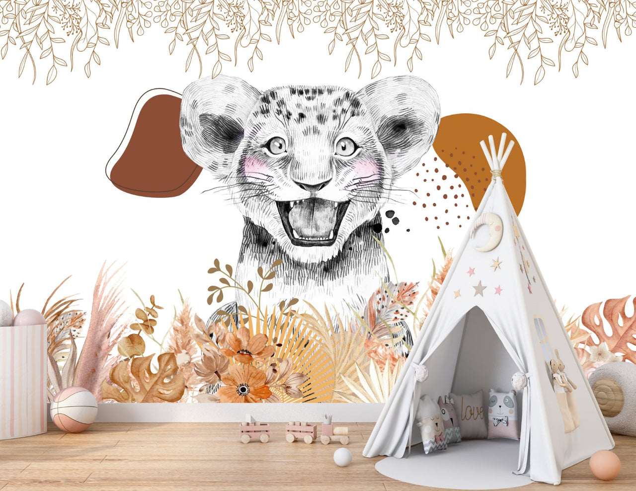 Papier Peint Animaux  <br/> Lion Boho