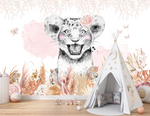 Papier Peint Lion Fille | Le Petit Intissé