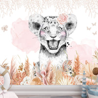Thumbnail for Papier Peint Animaux  <br/> Lion Boho Rose Poudré