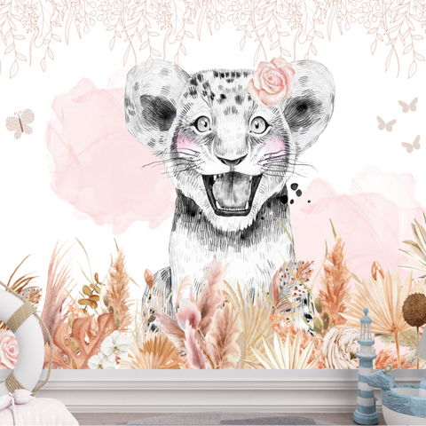 Papier Peint Lion Fille | Le Petit Intissé