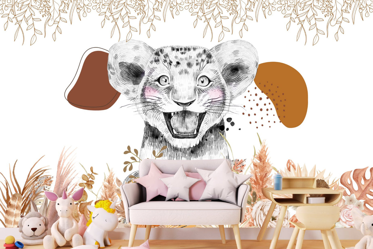 Papier Peint Animaux  <br/> Lion Boho