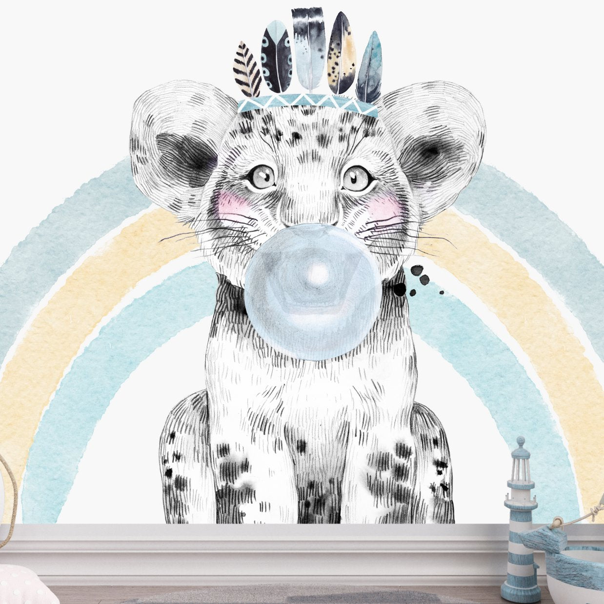 Papier Peint Animaux  <br/> Lion Arc-en-ciel et Gum