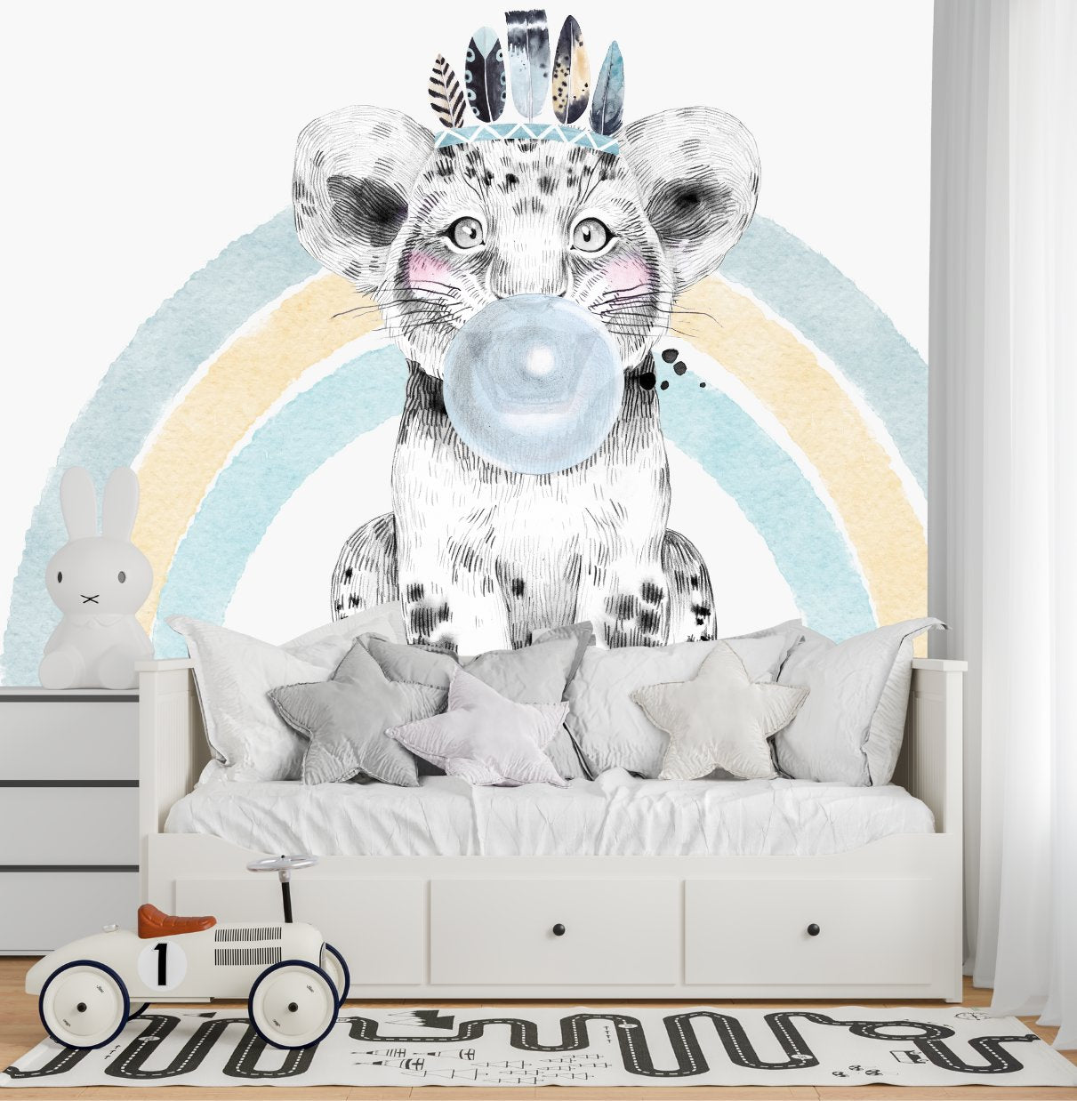 Papier Peint Animaux  <br/> Lion Arc-en-ciel et Gum