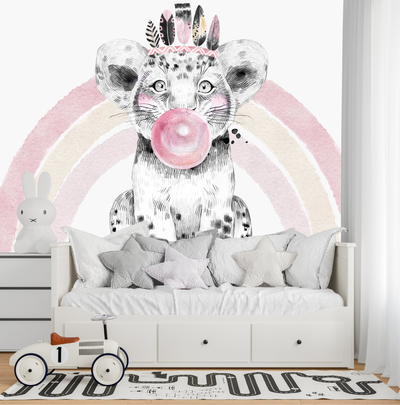 Papier Peint Animaux  <br/> Lionceau Girly et Gum