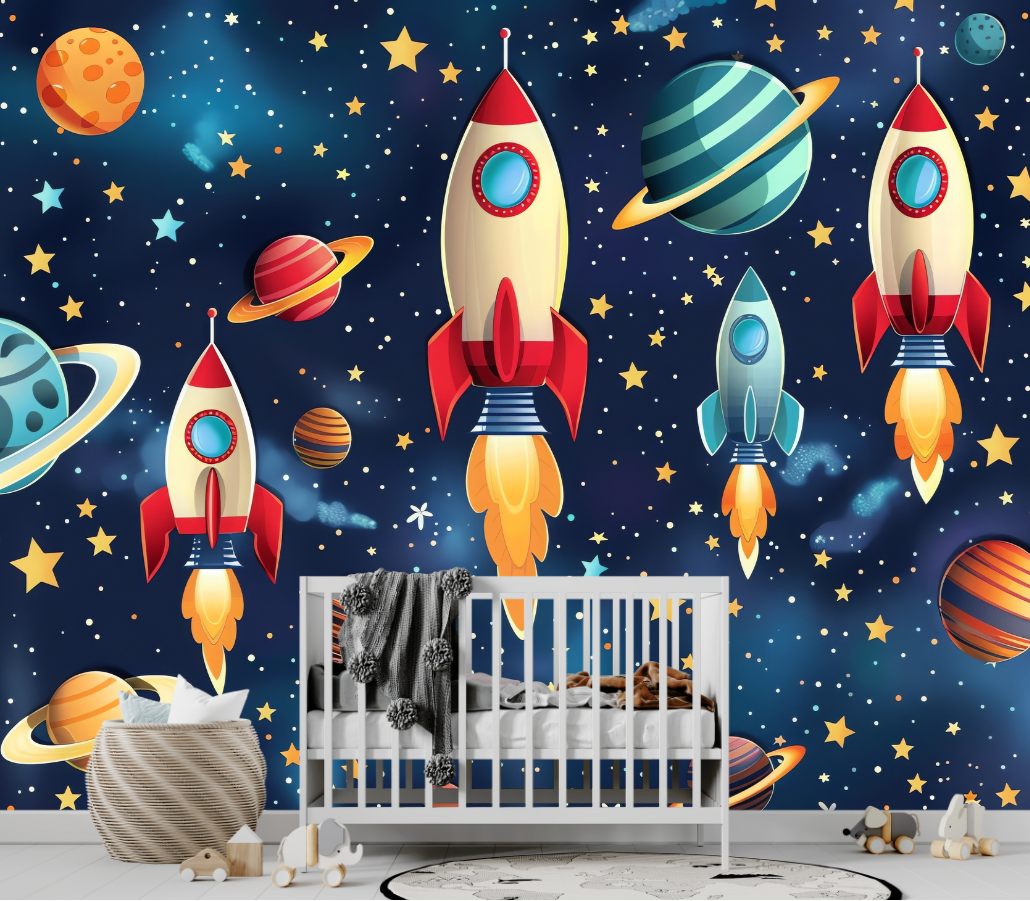 Papier Peint Fusée Enfant | Le Petit Intissé