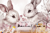 Thumbnail for Papier Peint Fleur et Lapin | Le Petit Intissé