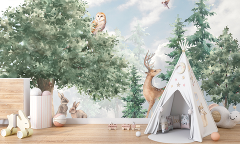 Papier Peint Panoramique Forêt Cerf | Le Petit Intissé