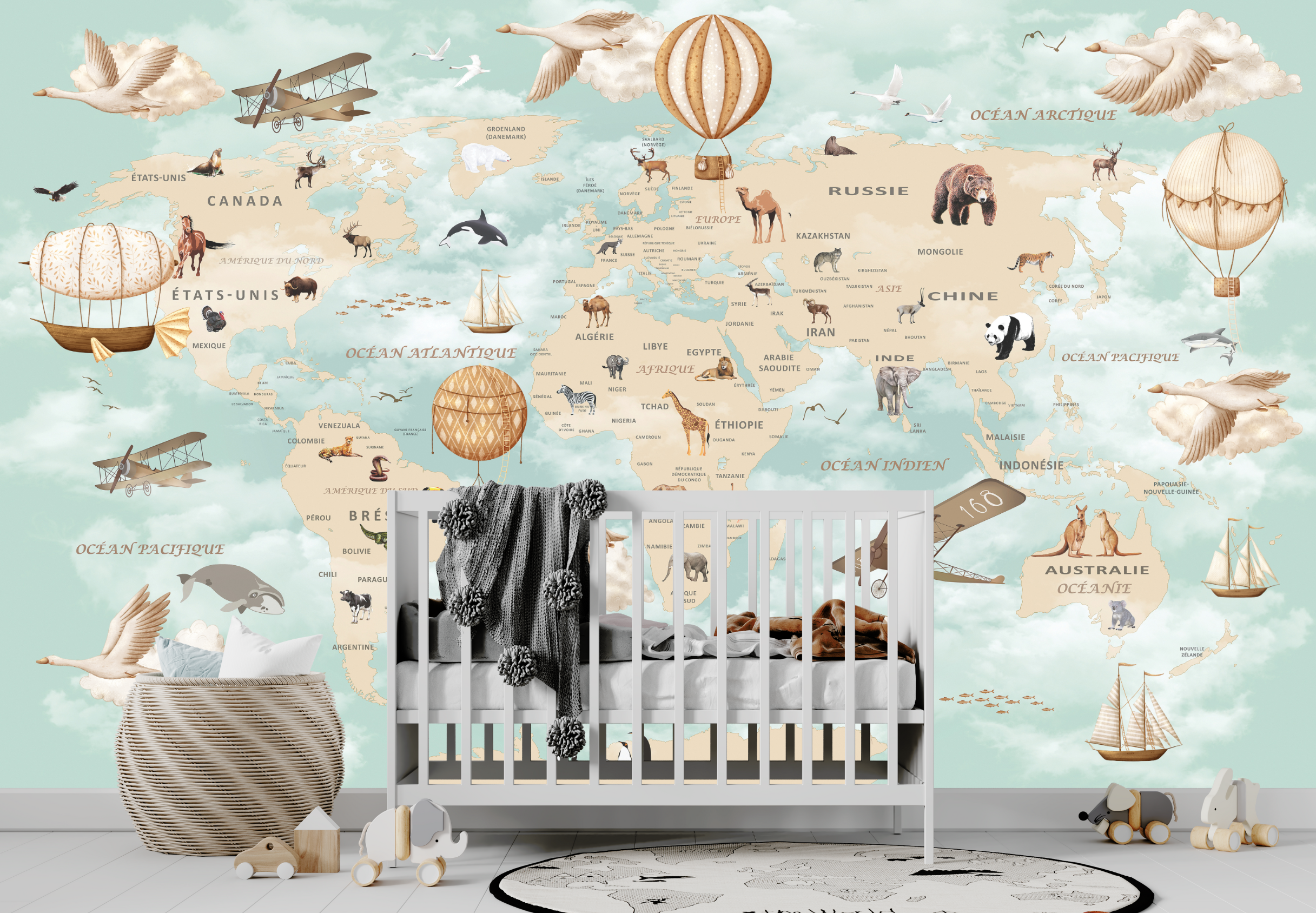 Papier Peint Carte du Monde Français | Le Petit Intissé