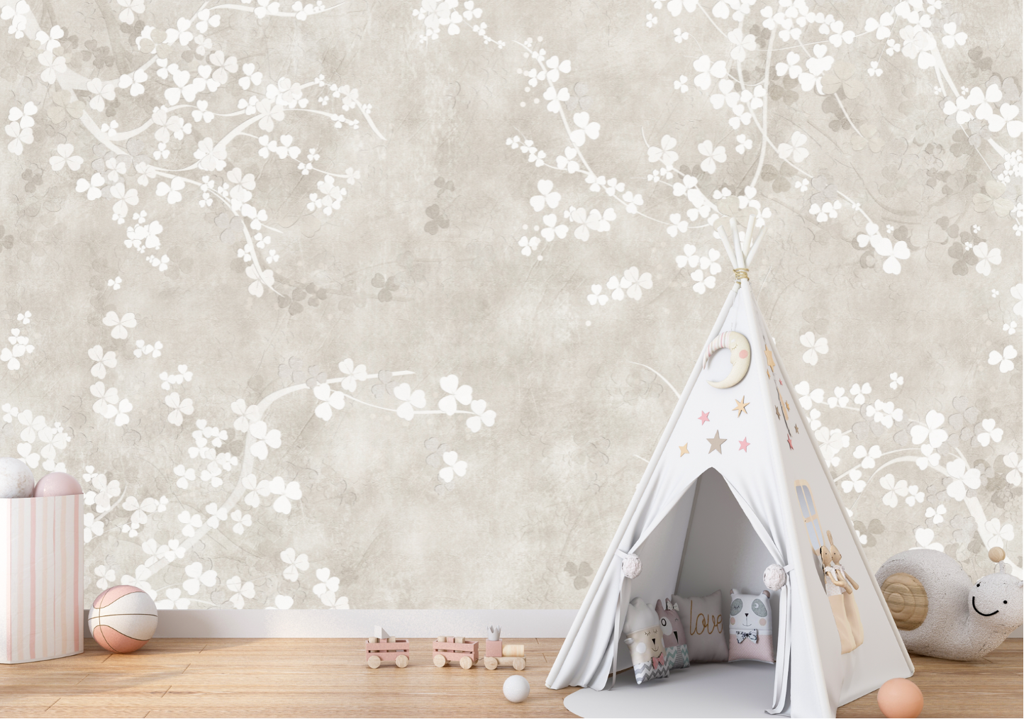 Papier Peint Fleur Beige | Le Petit Intissé