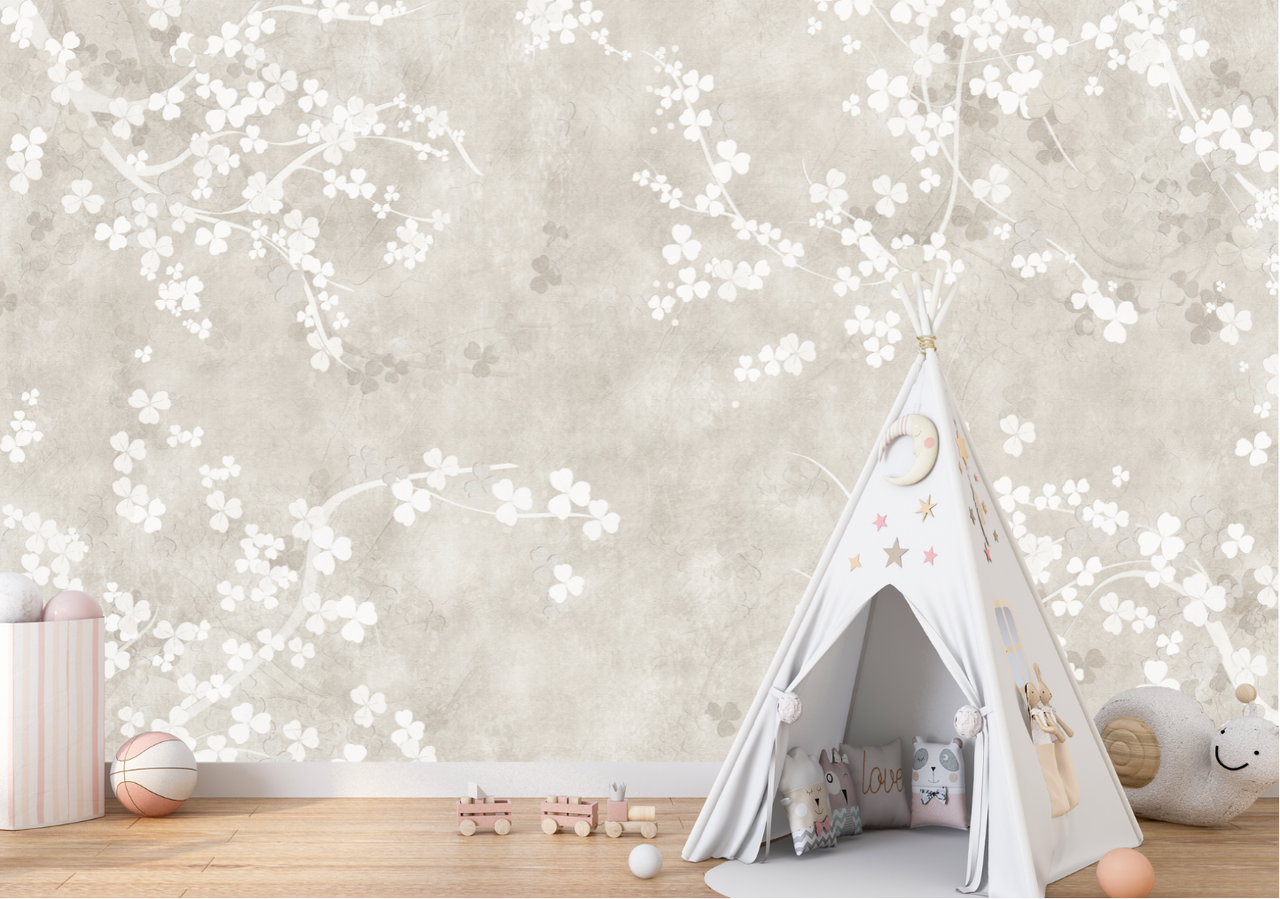 Papier Peint Fleur Beige | Le Petit Intissé