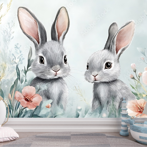 Papier Peint Lapin Vintage | Le Petit Intissé