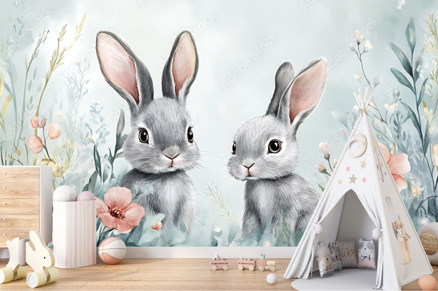 Papier Peint Lapin Vintage | Le Petit Intissé