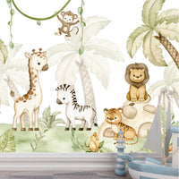 Thumbnail for Papier Peint Animaux  <br/> Jungle Douce Aquarelle