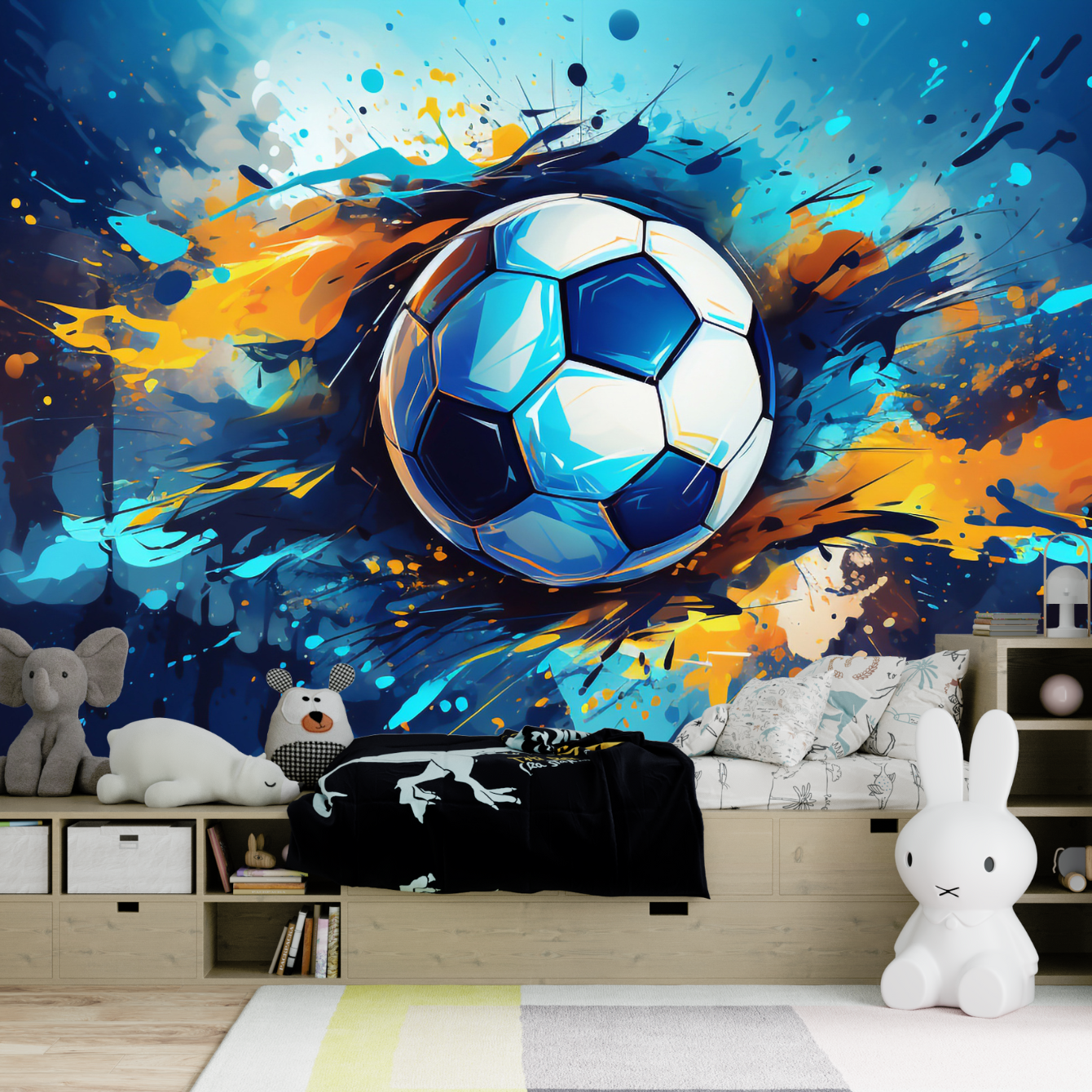 Papier Peint Foot Bleu | Le Petit Intissé