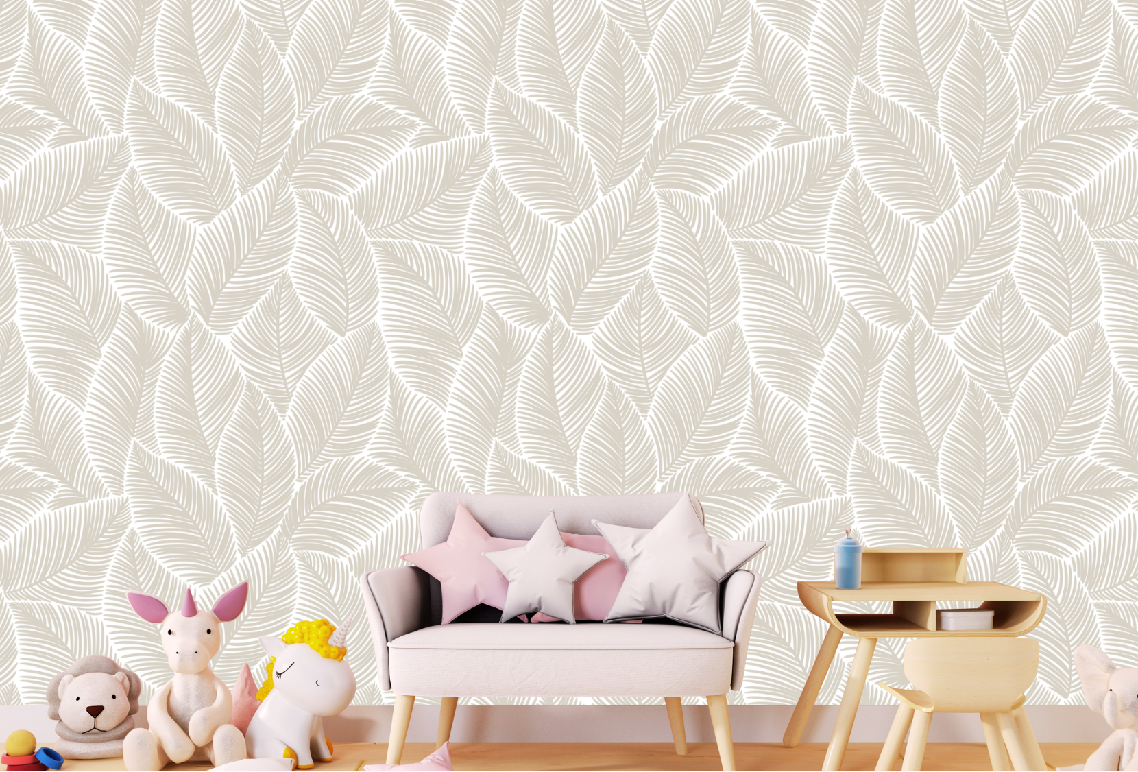 Papier Peint Feuillage Beige Enfant | Le Petit Intissé