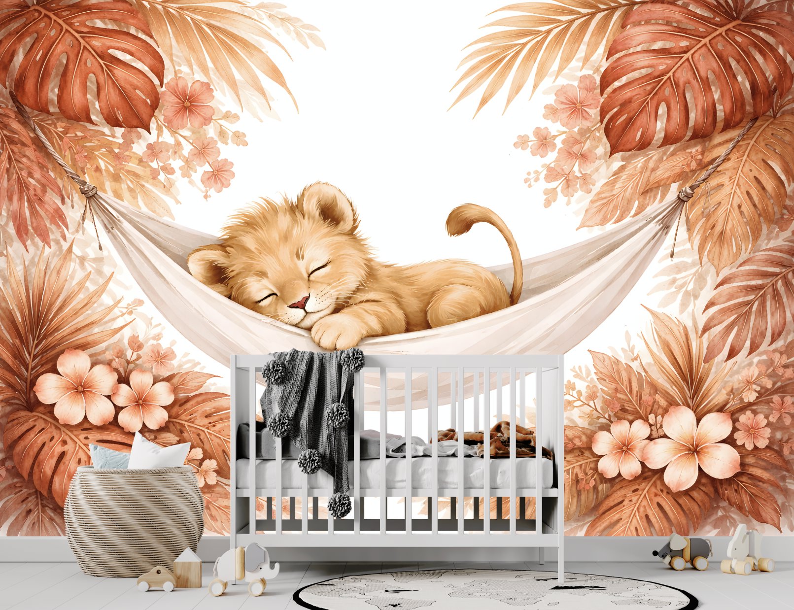 Papier Peint Animaux  <br/> Lion Endormi Terracotta