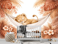 Thumbnail for Papier Peint Animaux  <br/> Lion Endormi Terracotta