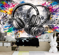 Thumbnail for Papier Peint Musique <br/> Casque Audio Street Art