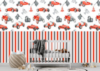 Thumbnail for Papier Peint Rayure <br/> Voiture Chambre Enfant