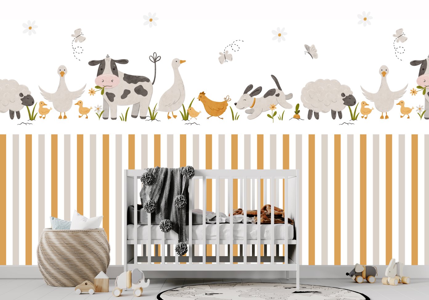 Papier Peint Animaux  <br/> Ferme et Rayures