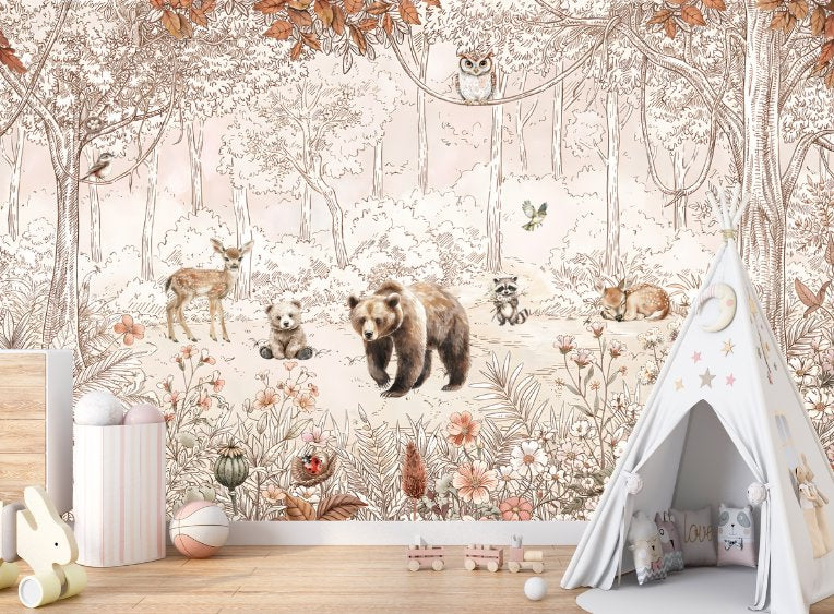 Papier Peint Animaux  <br/> Forêt Poétique Ours