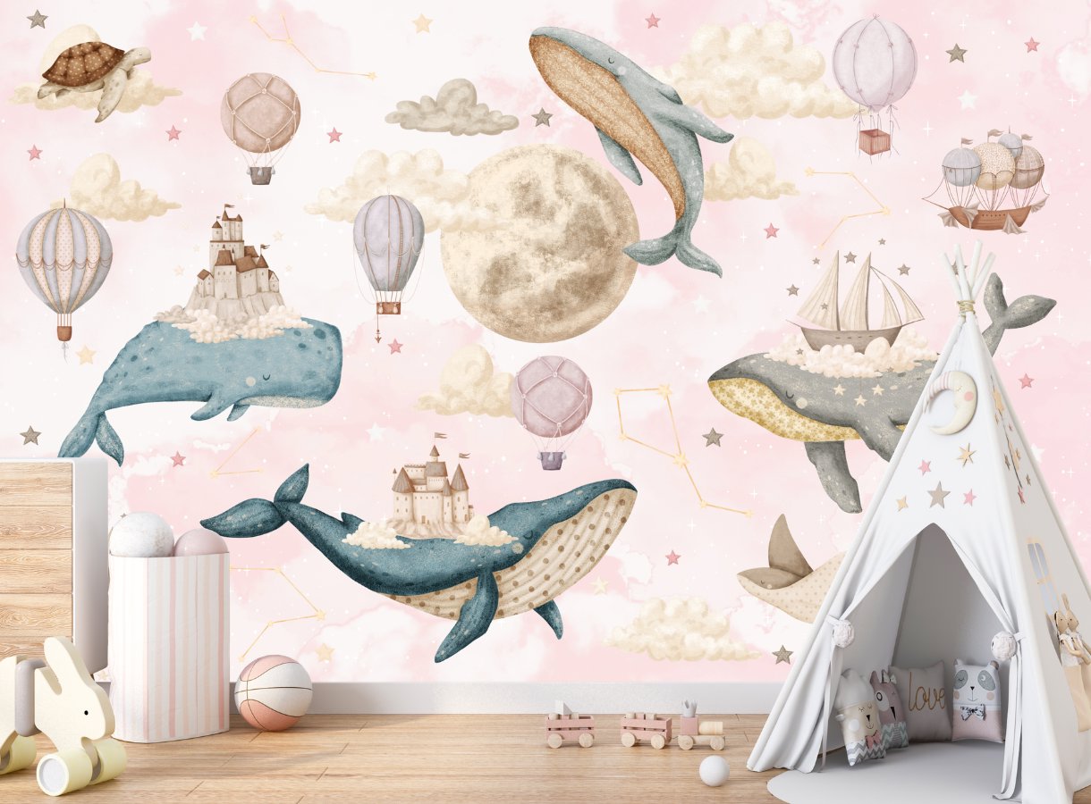 Papier Peint Marin <br/> Baleine Volante