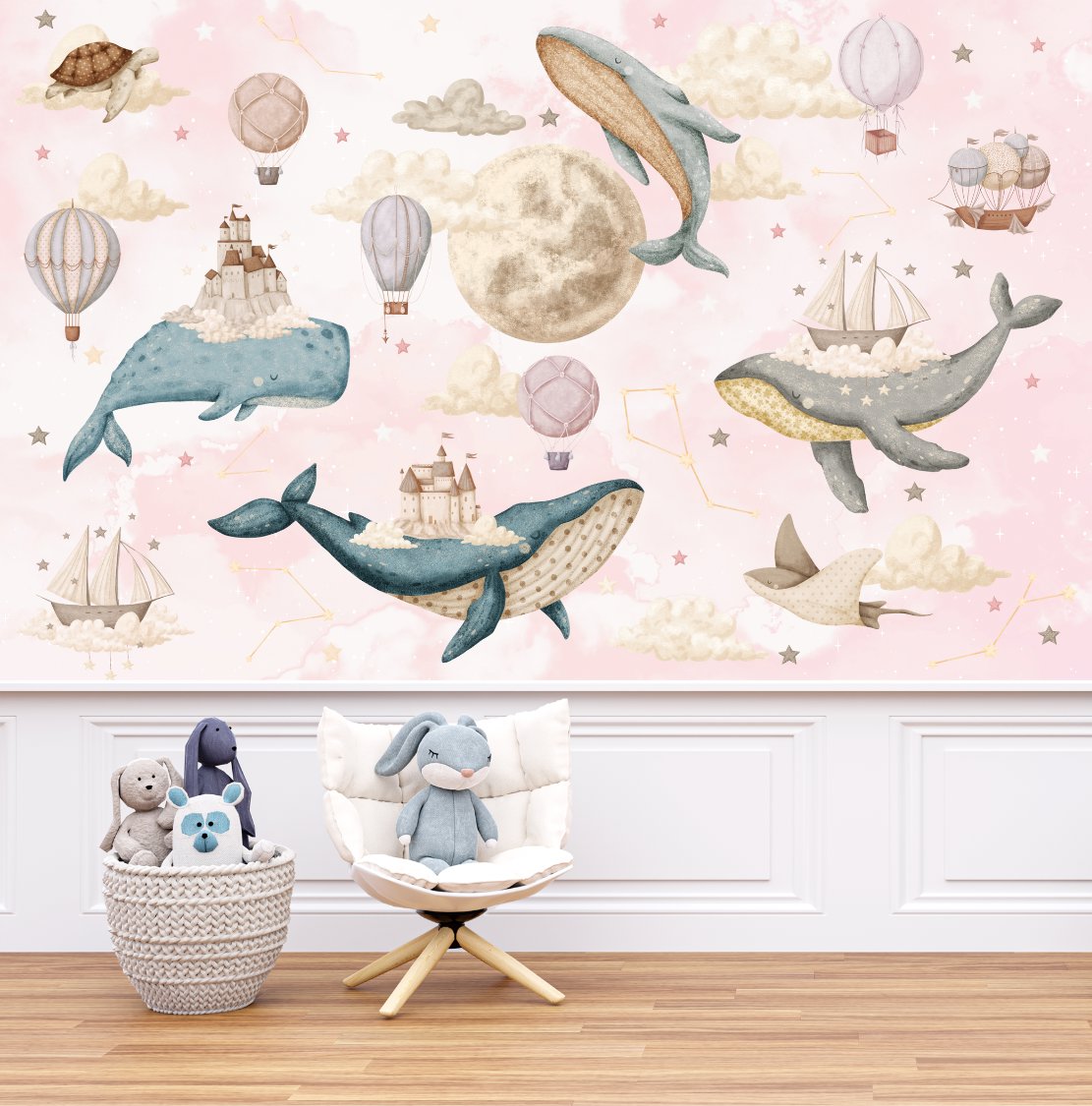 Papier Peint Marin <br/> Baleine Volante