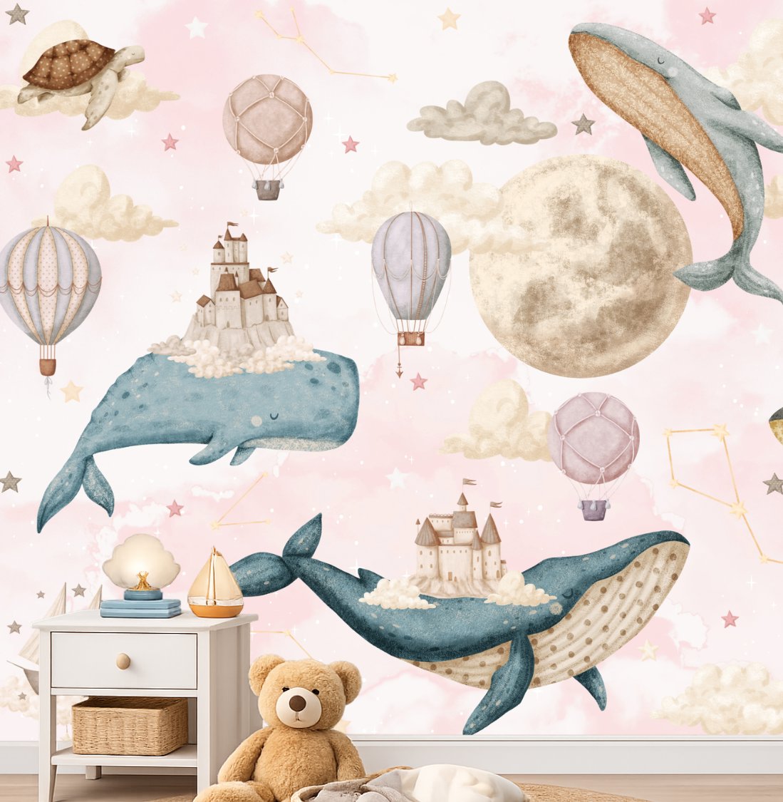 Papier Peint Marin <br/> Baleine Volante