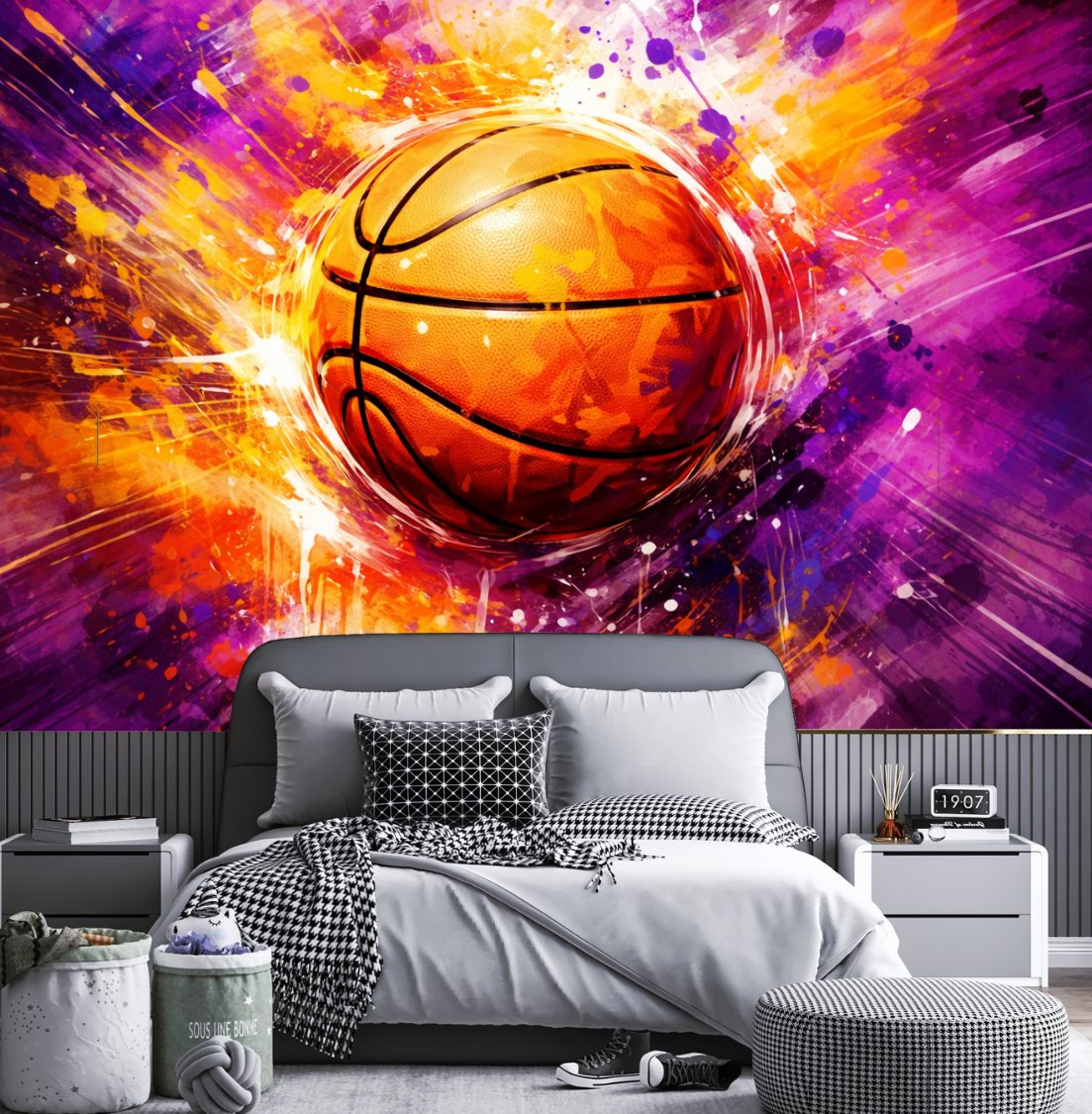 Papier Peint Basket <br/> Explosion Lakers