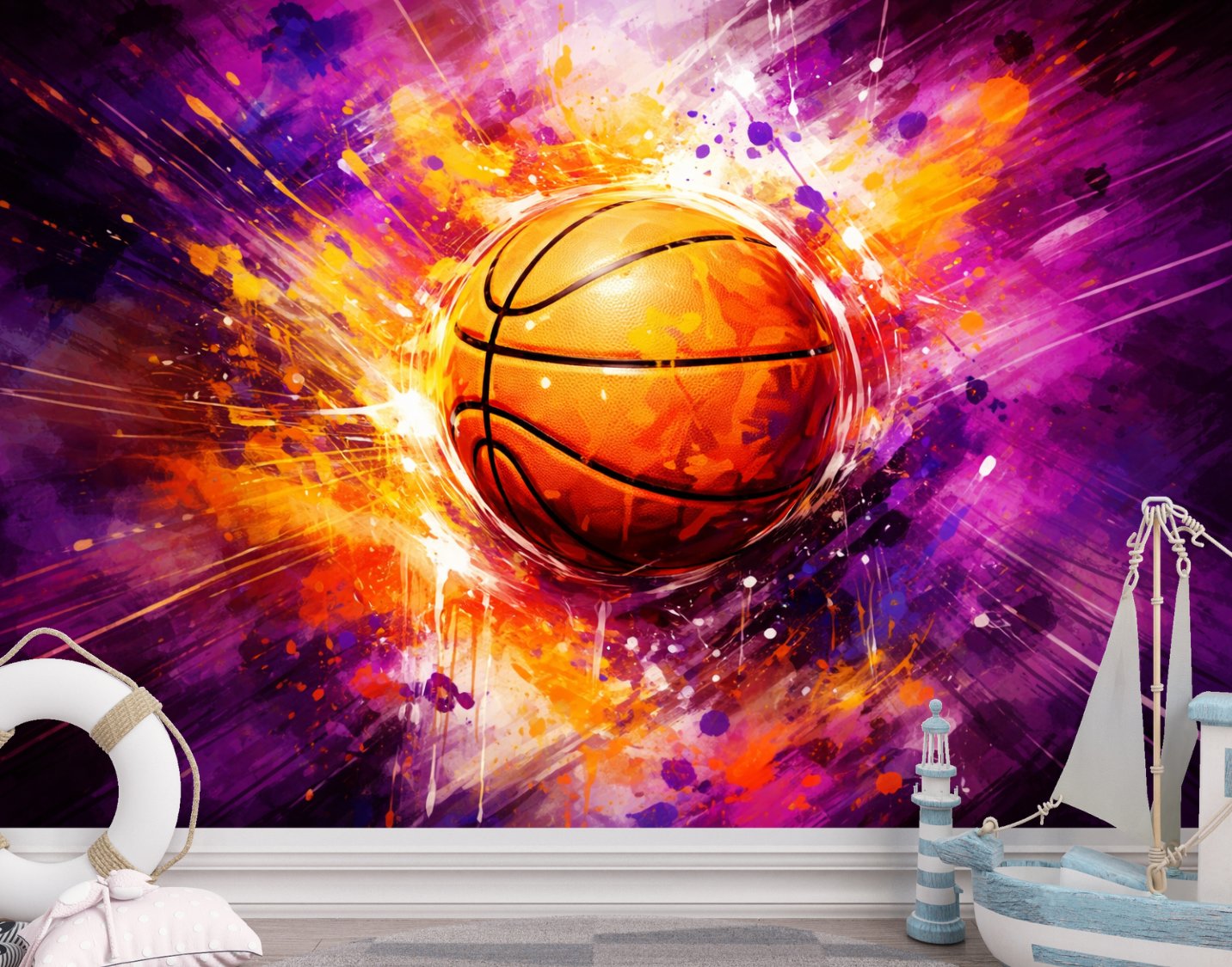 Papier Peint Basket <br/> Explosion Lakers