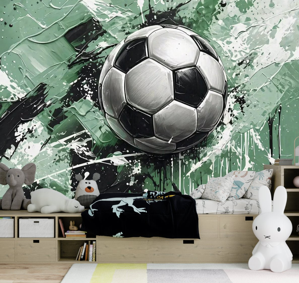 Papier Peint Foot  <br/> Ballon Vert