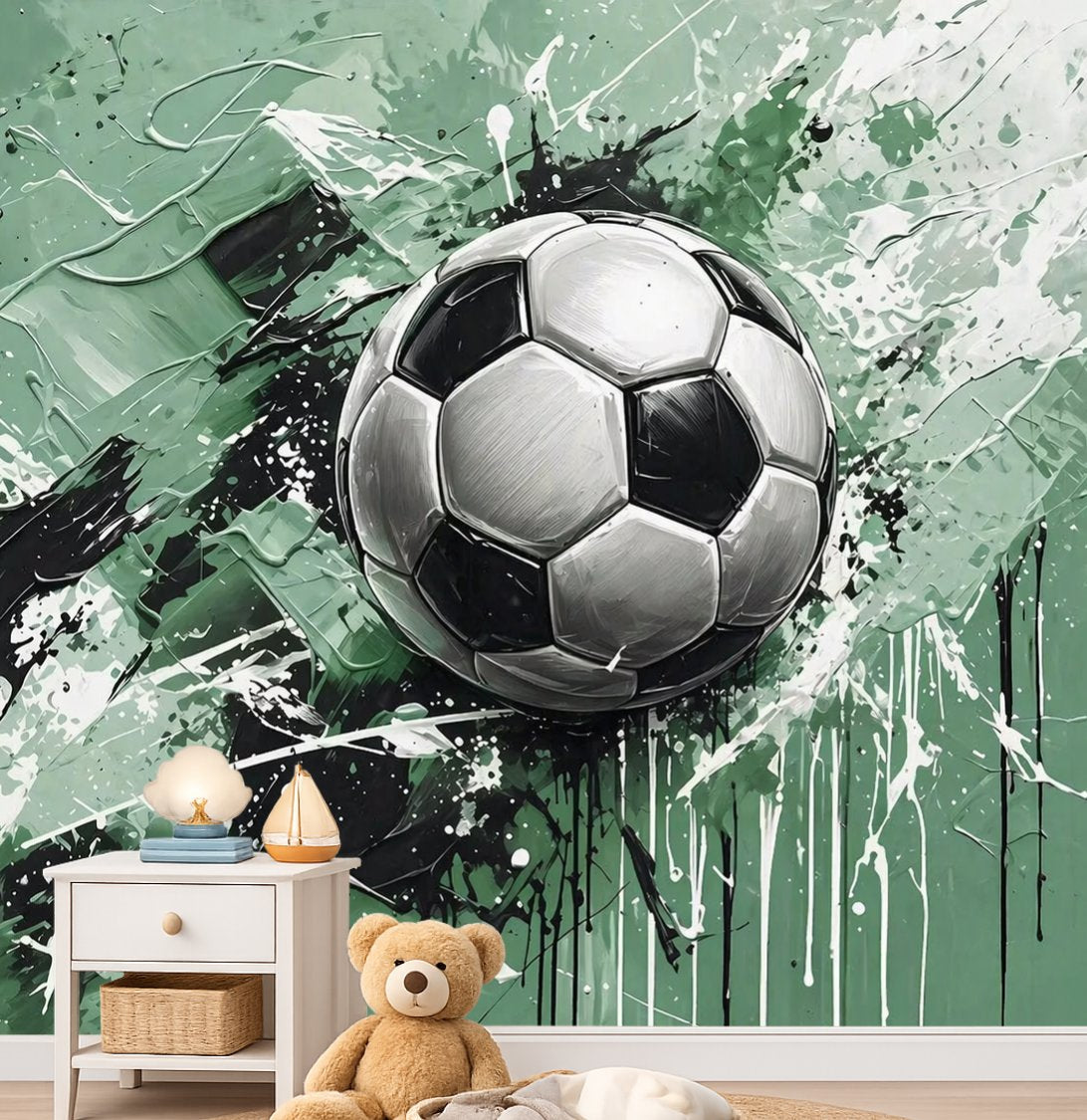 Papier Peint Foot  <br/> Ballon Vert