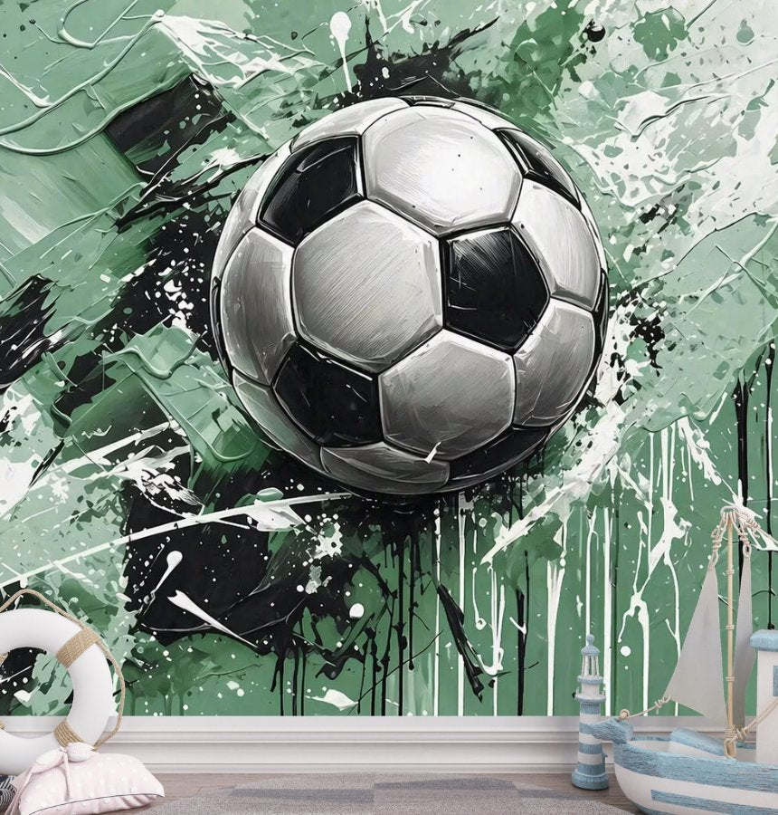 Papier Peint Foot  <br/> Ballon Vert