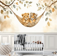 Thumbnail for Papier Peint Animaux  <br/> Tigre et Lion ambiance Marron