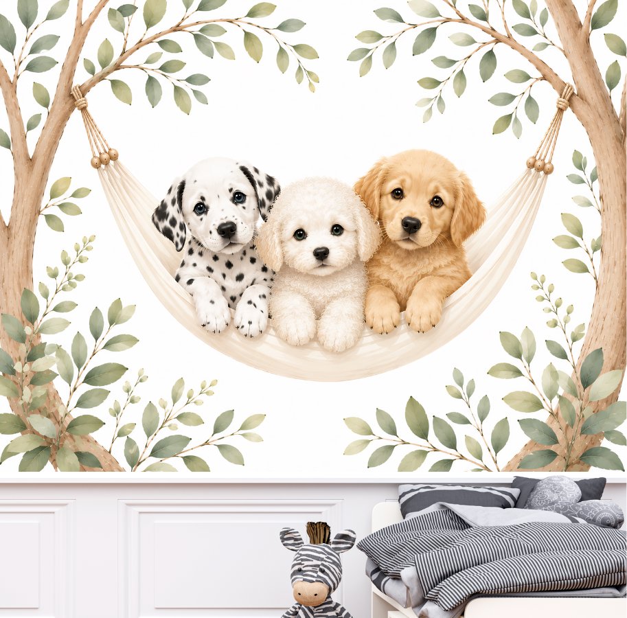 Papier Peint Animaux  <br/> Chiots Adorables Hamac