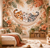 Thumbnail for Papier Peint Animaux  <br/> Trio de Tigres et Douce Jungle