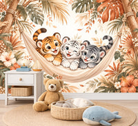 Thumbnail for Papier Peint Animaux  <br/> Trio de Tigres et Douce Jungle