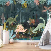 Thumbnail for Papier Peint Dinosaure <br/> Jungle Préhistorique Colorée