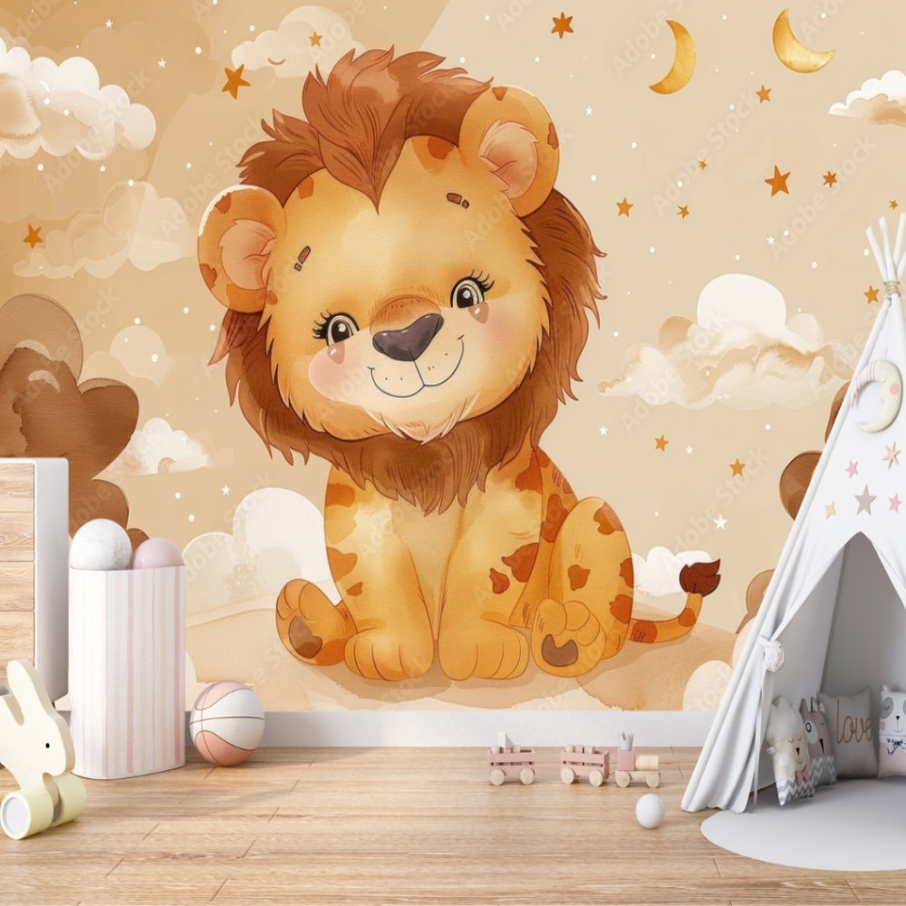 Papier Peint Animaux <br/> Lion et Nuage