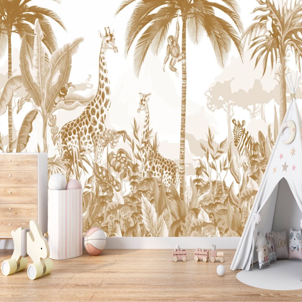 Papier Peint Animaux <br/> Beige Tropical