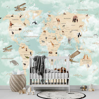 Thumbnail for Papier Peint Carte du Monde <br/> Pays en Français