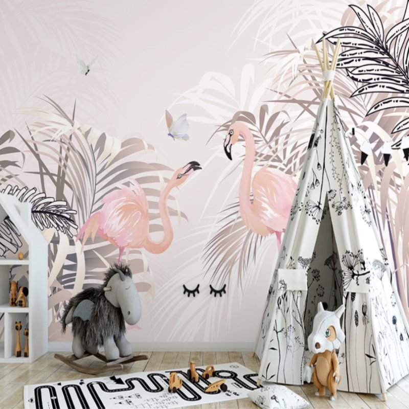 Papier Peint Flamant Rose <br/> Jungle