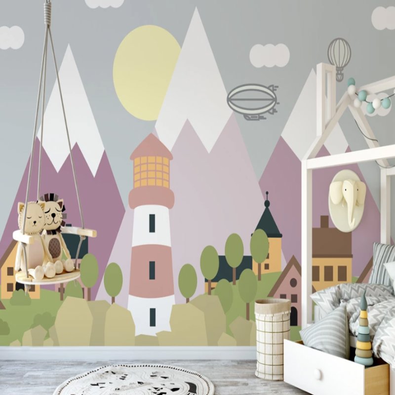 Papier Peint Bébé Classique <br/> Montagne Colorée