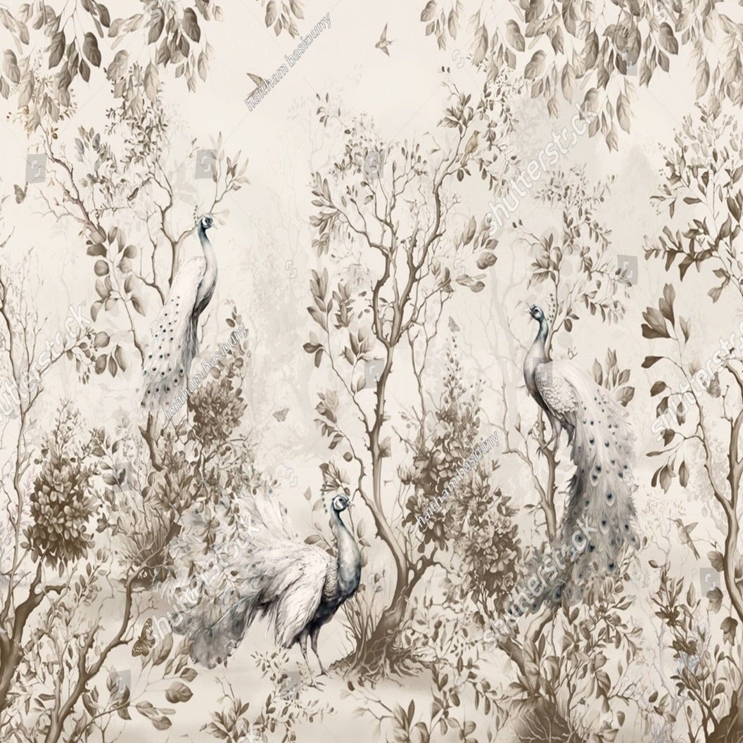 Deco Salon Papier Peint Vintage Retro Peacock | Le Petit Intissé