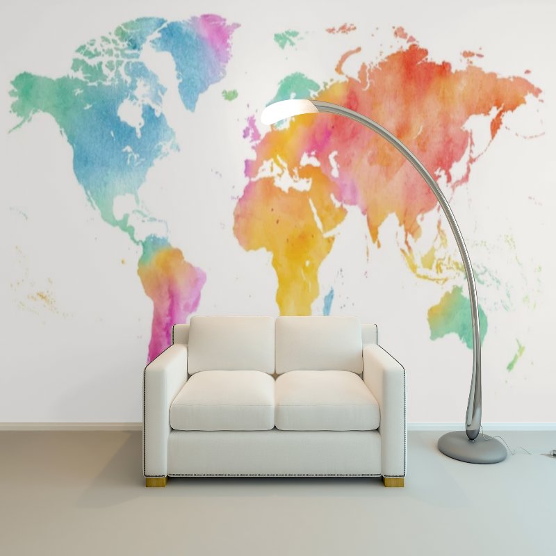 Papier Peint Voyage <br/> Couleur Aquarelle