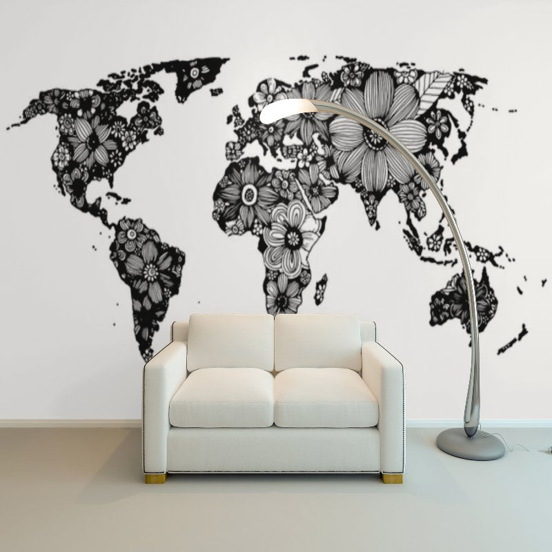 Papier Peint Voyage <br/> Fleur Dessinée